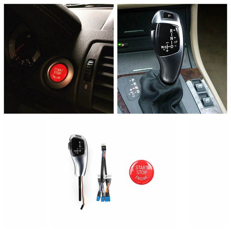 Silver LED Shift Knob w/Engine START STOP Cover for BMW 2004-2010 E81/87 1Series