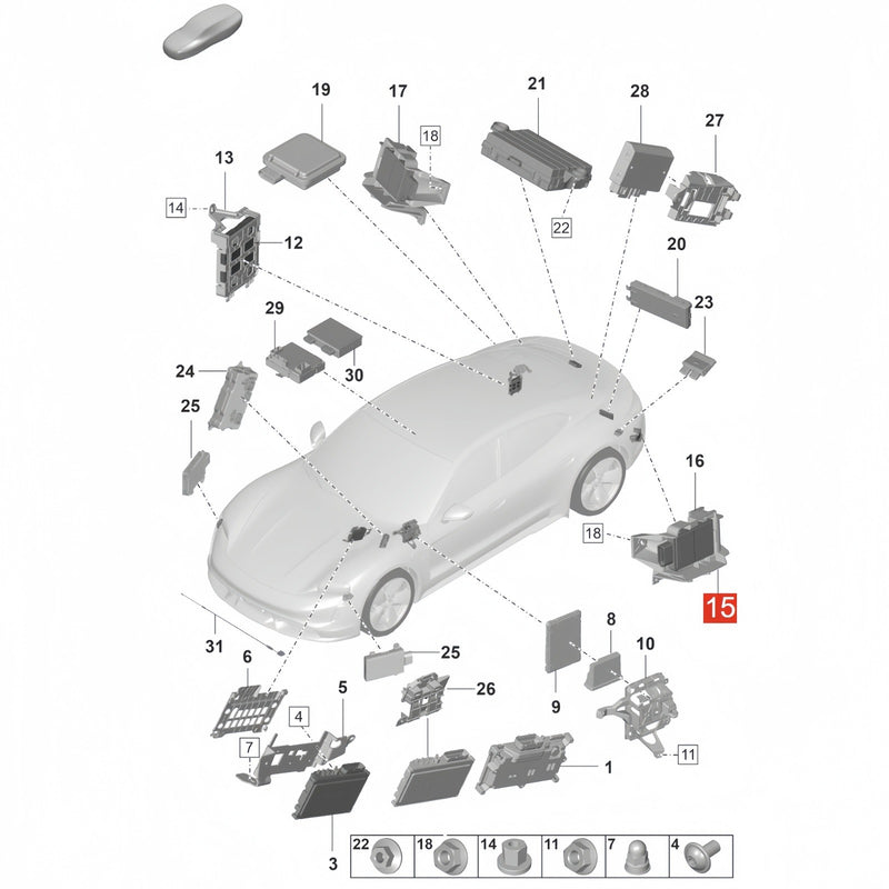 WXZOS Control Unit Lane Change Assist Radar Sensor for Porsche Taycan Y1A/B 2019-2024