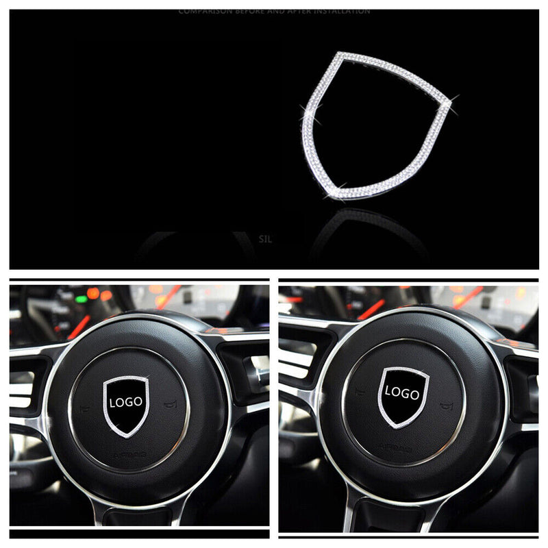 Steering Wheel Logo Decor Rhinestone Cover For Porsche Cayenne 911 Macan