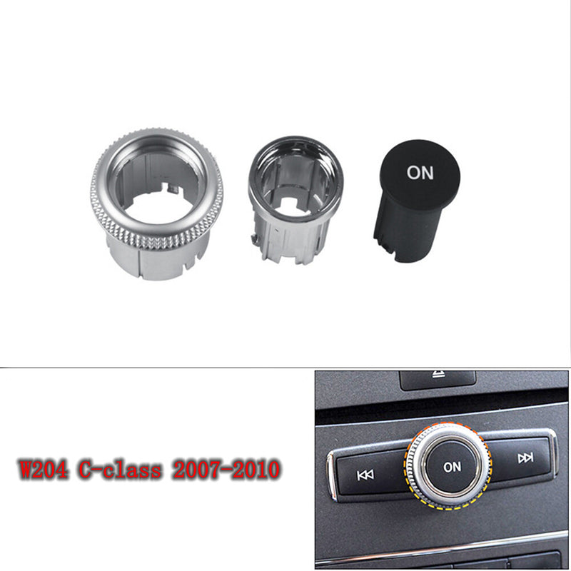 WXZOS CD Audio Control Button Knob Cover Set for Mercedes-Benz W204 C-class 2007-2010