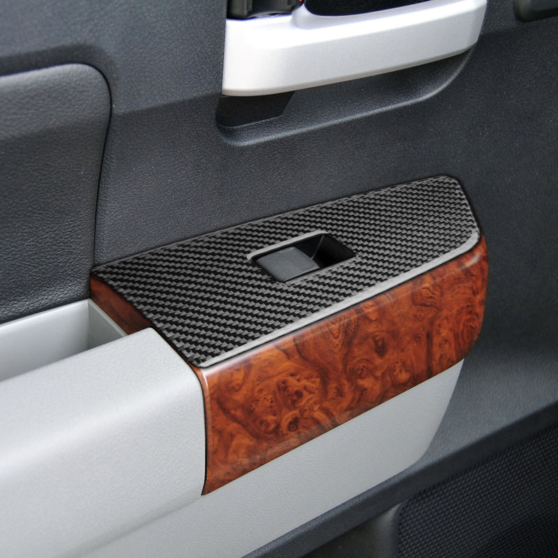 WXZOS Genuine Carbon Fiber Door Window Switch Panel Trim for Toyota Tundra 2007-2013