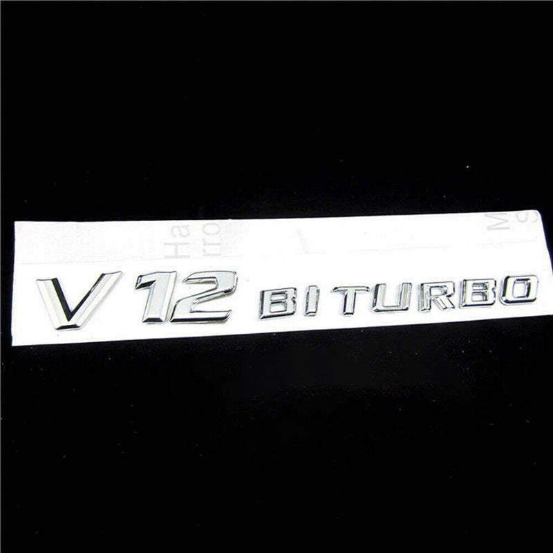 2pcs V12 BITURBO Chrome Side Fender Sticker Emblem Badge