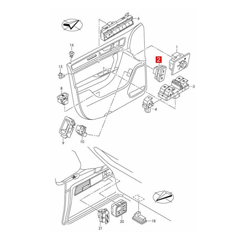 Front Left Door Lock Switch Button for VW Touareg Hybrid 2011-2014 3.0L 3.6/4.2L