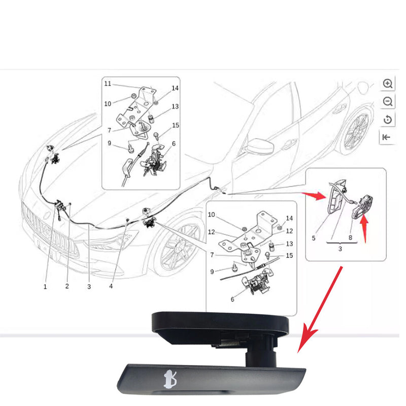 WXZOS Front Hood Bonnet Release Handle Lever Repair Kit for Maserati Ghibli 2014-2019