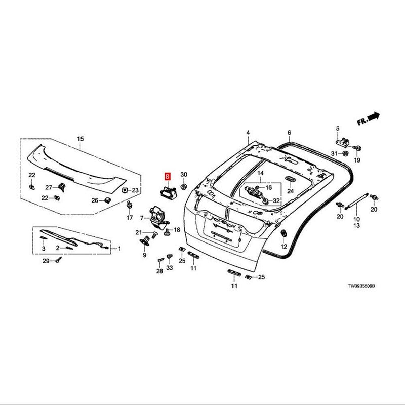 Assemblage interrupteur commande bagage coffre hayon arrière pour Honda Cross...