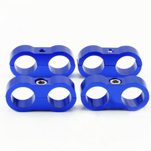 4pcs AN-8 AN8 15.4MM Braided Hose Separator Clamp Fitting Adapter Bracket Blue