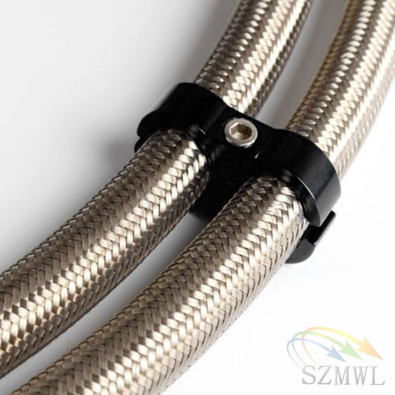 Black 4 Pcs AN10 19MM Braided Hose Separator Clamp Fitting Adapter Bracket