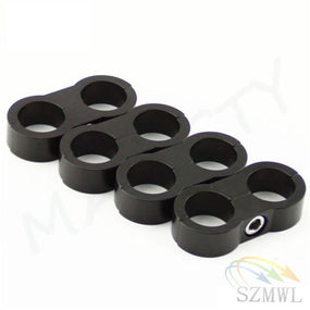 Black 4 Pcs AN10 19MM Braided Hose Separator Clamp Fitting Adapter Bracket