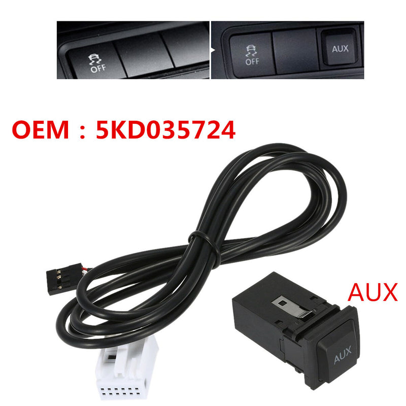 AUX USB Switch Cable 5KD035724 For RCD510 RCD310 VW Golf/GTI/R MK5 MK6 Jetta