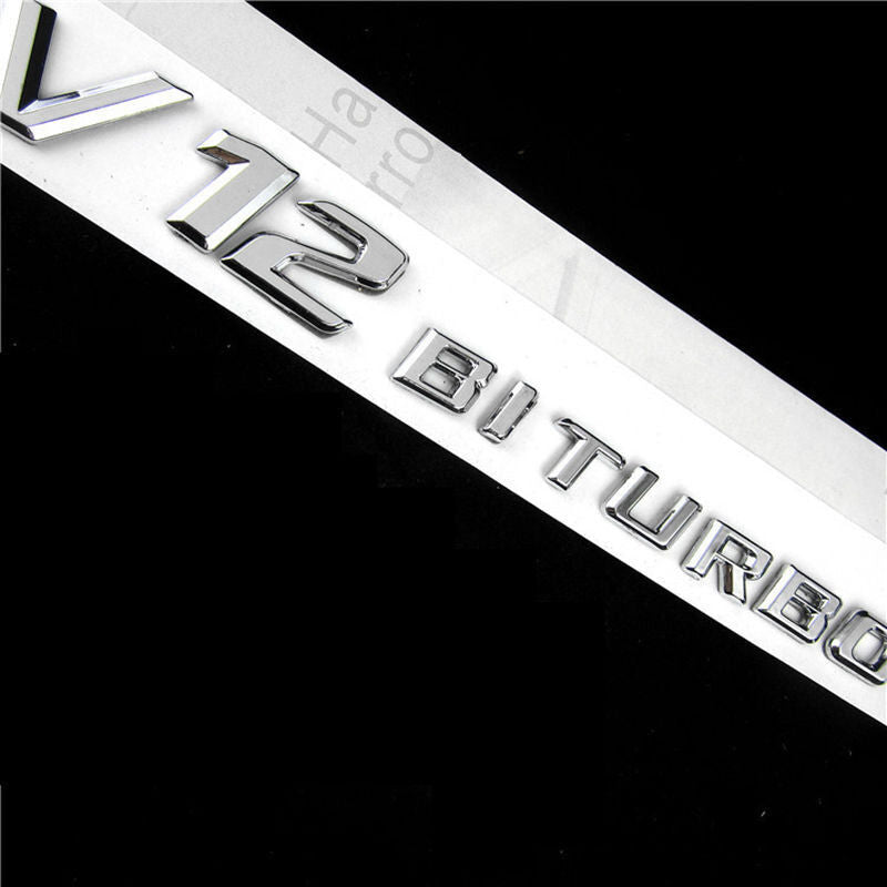 2pcs V12 BITURBO Chrome Side Fender Sticker Emblem Badge