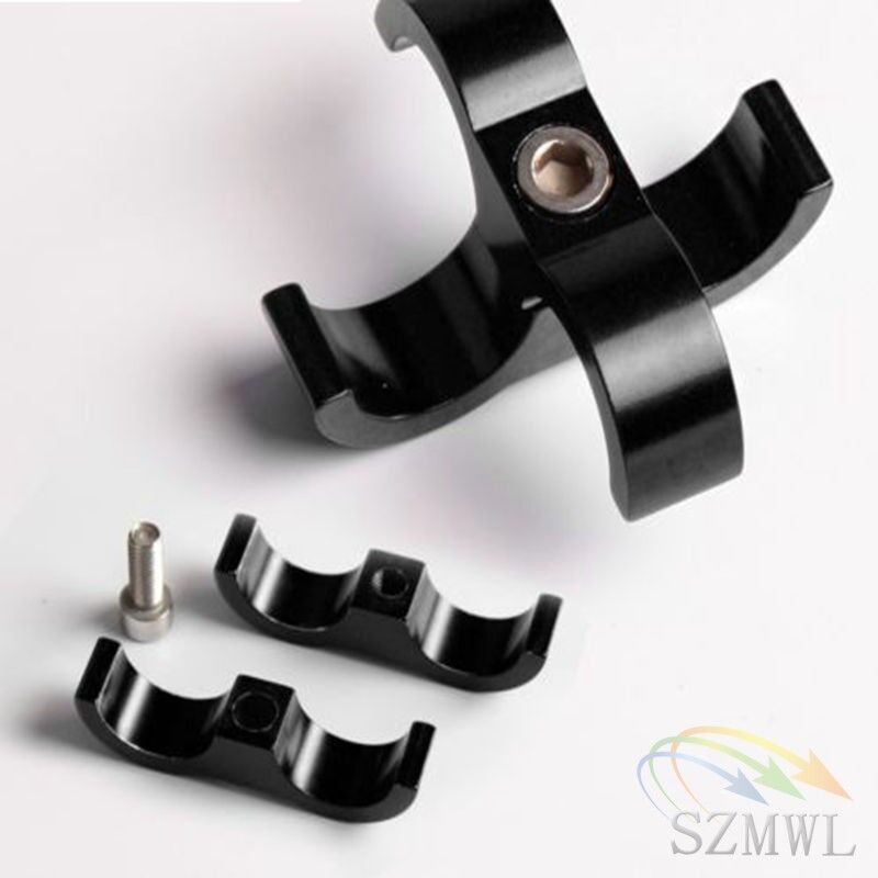Black 4 Pcs AN10 19MM Braided Hose Separator Clamp Fitting Adapter Bracket