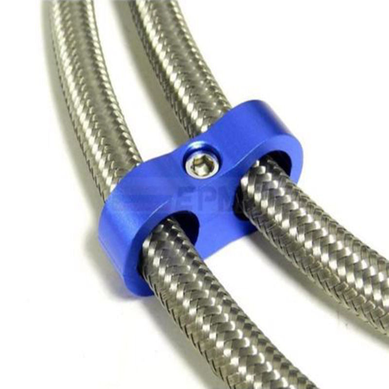 New 4xBlue AN10 19MM Braided Hose Separator Clamp Fitting Adapter Bracket