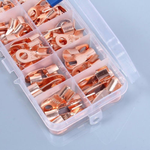 70pc Open Barrel Copper Ring Lug Terminals Assortment Kit OT 10A 20A 30A 40A 50A