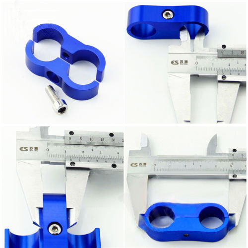 4pcs AN-8 AN8 15.4MM Braided Hose Separator Clamp Fitting Adapter Bracket Blue