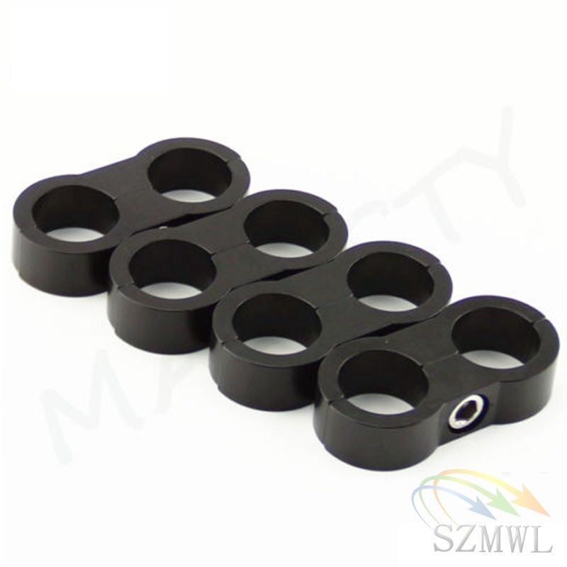Black 4 Pcs AN10 19MM Braided Hose Separator Clamp Fitting Adapter Bracket