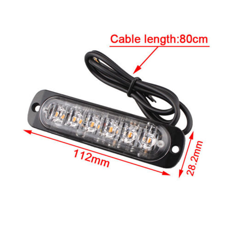 Car Truck Emergency Beacon Warning Hazard Flash Strobe Light Bar 4PC Amber 6 LED