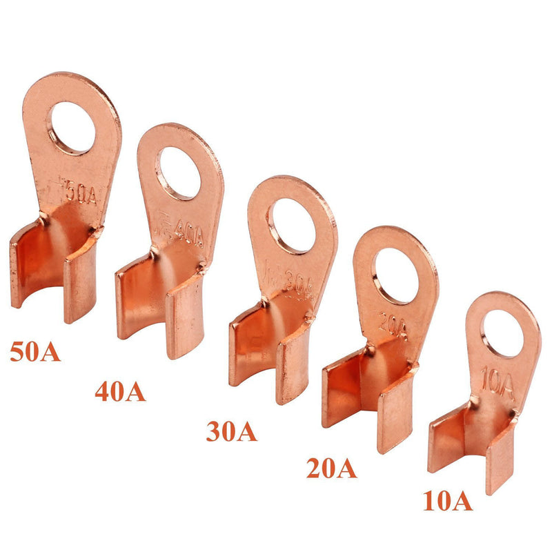 70pc Open Barrel Copper Ring Lug Terminals Assortment Kit OT 10A 20A 30A 40A 50A