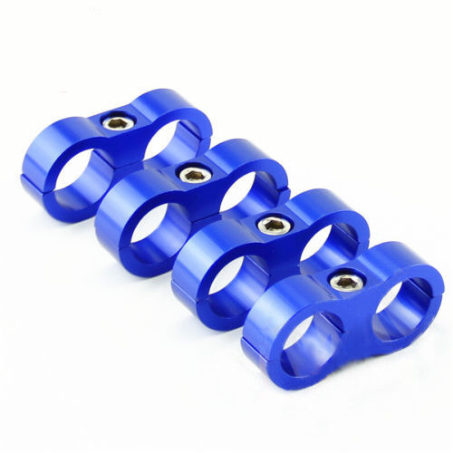 4pcs AN-8 AN8 15.4MM Braided Hose Separator Clamp Fitting Adapter Bracket Blue