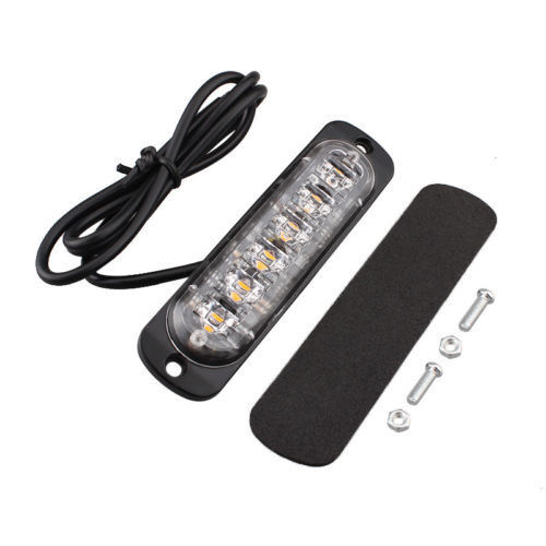 Car Truck Emergency Beacon Warning Hazard Flash Strobe Light Bar 4PC Amber 6 LED
