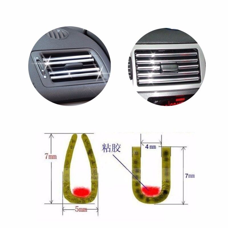 3M Car Air Condition Bumper Radio Side Vent Grille Switch Chrome Strip Trim