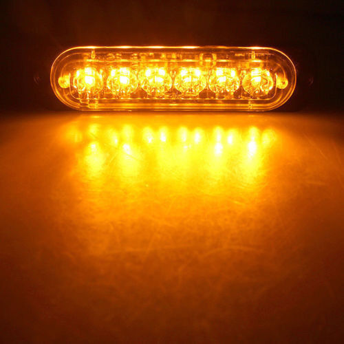 Car Truck Emergency Beacon Warning Hazard Flash Strobe Light Bar 4PC Amber 6 LED