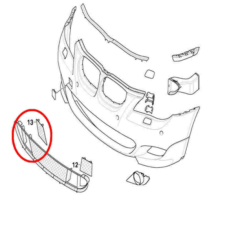 NEW FRONT RIGHT LOWER SIDE BUMPER CENTER MESH GRILL FOR BMW E60 E61 M SPORT