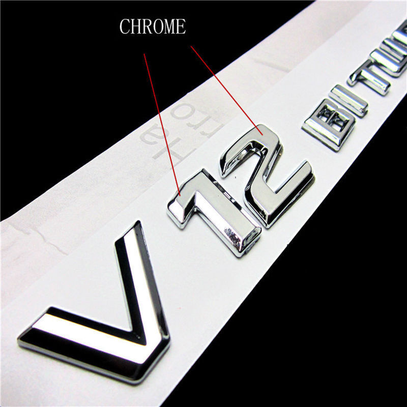 2pcs V12 BITURBO Chrome Side Fender Sticker Emblem Badge