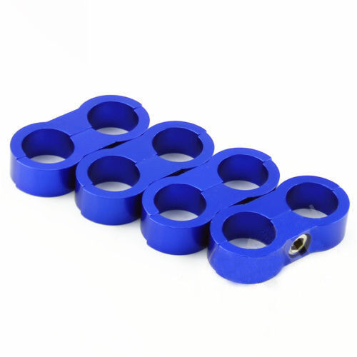 4pcs AN-8 AN8 15.4MM Braided Hose Separator Clamp Fitting Adapter Bracket Blue