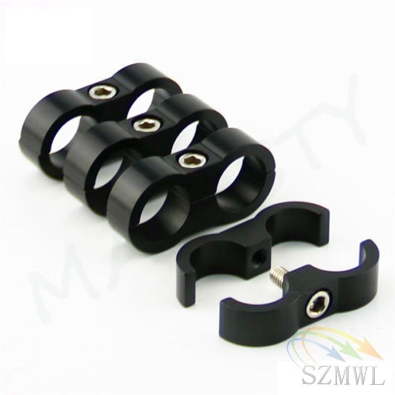 Black 4 Pcs AN10 19MM Braided Hose Separator Clamp Fitting Adapter Bracket
