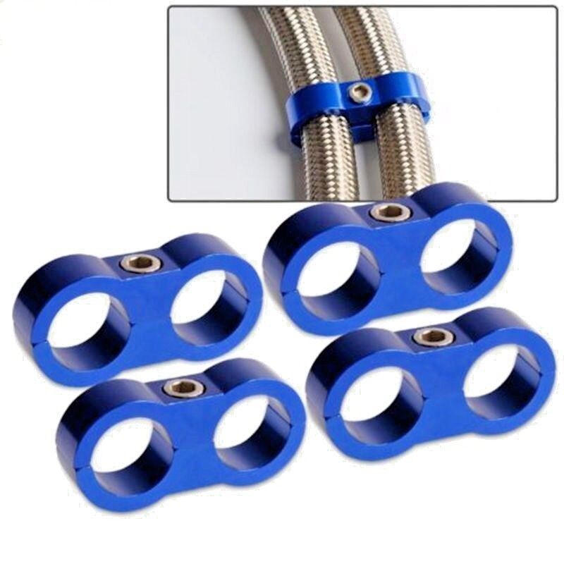 New 4xBlue AN10 19MM Braided Hose Separator Clamp Fitting Adapter Bracket