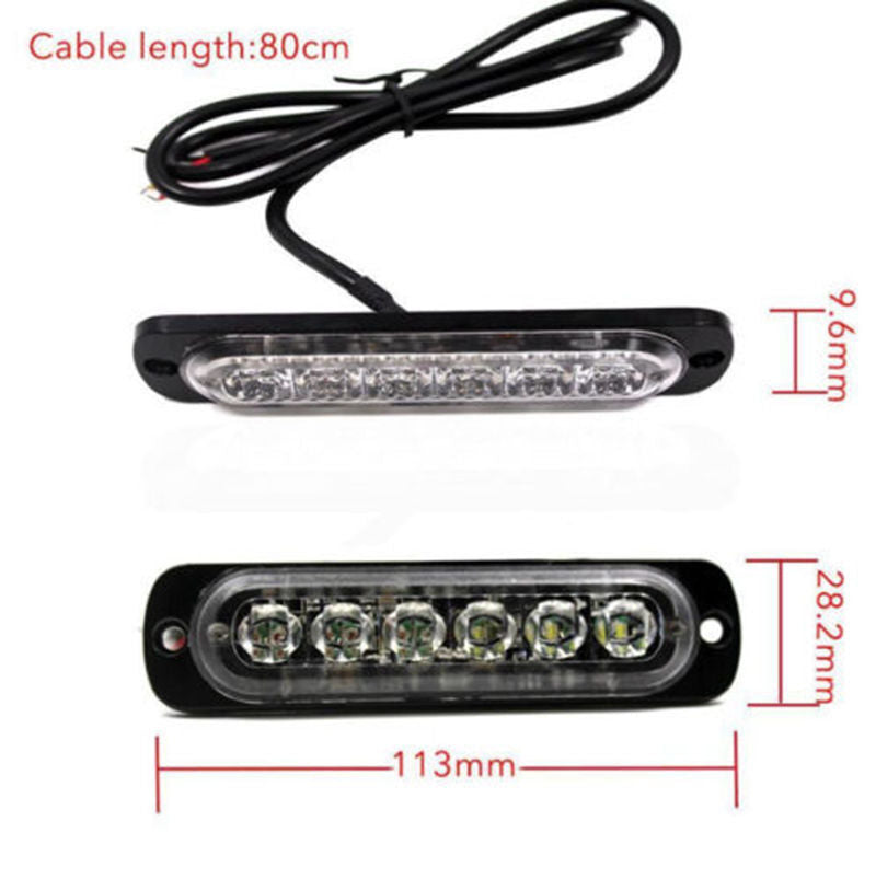 Car Truck Emergency Beacon Warning Hazard Flash Strobe Light Bar 4PC Amber 6 LED