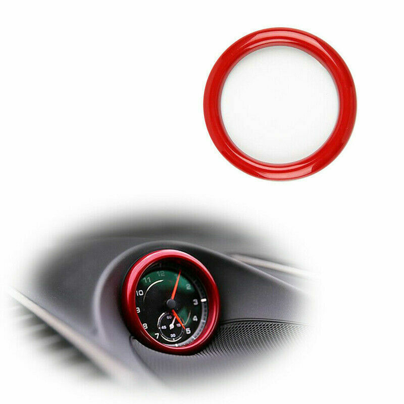 Dash Center Clock Decor Circle Red Alloy Cover Trim for Porsche 2015-2021 Macan
