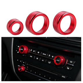 A/C Control Radio Volume Knob Ring Covers for BMW 2009-2013 X5 X6 Red Alloy