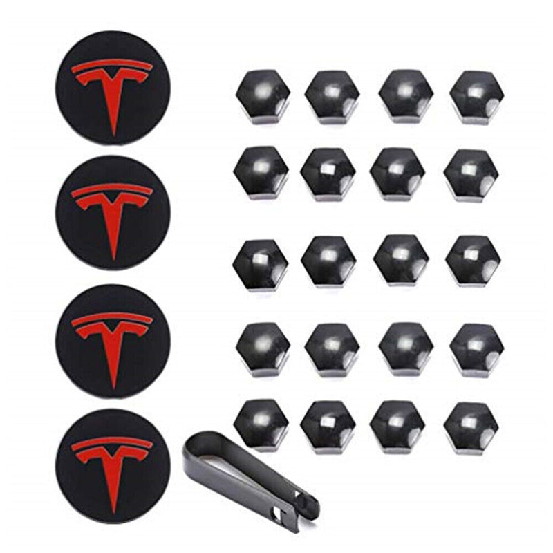 25PCS Wheel Center Hub Cap Cover+Lug Nut Covers kit for Tesla Model 3