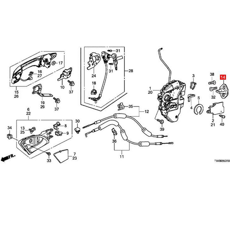 Door Latch Lock Striker Assy for Honda Civic 2006-2021 Odyssey 2005-2021