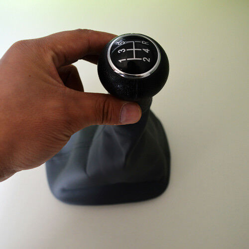 Grey 5Speed Gear Shift Knob Gaitor Boot Leather For PASSAT B5/B5.5 1996-2005