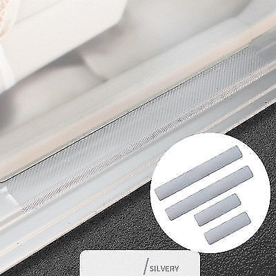 Silver 4D Carbon Fiber Car Accessory Door Sill Scuff Protector Stickers &Tool