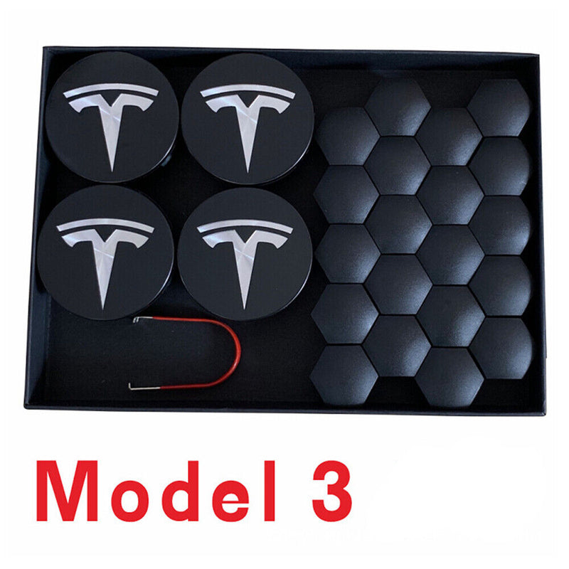 25PCS Wheel Center Hub Cap Cover+Lug Nut Covers kit for Tesla Model 3