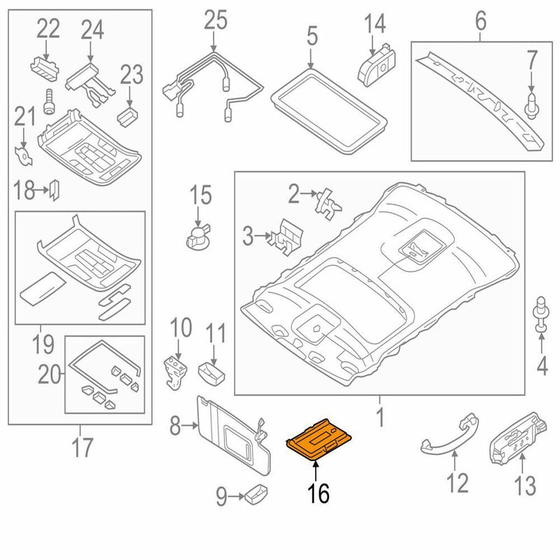 4H4858563ET Interior Roof Mirror Vanity Light for Audi 2011-2012 A8 Quattro