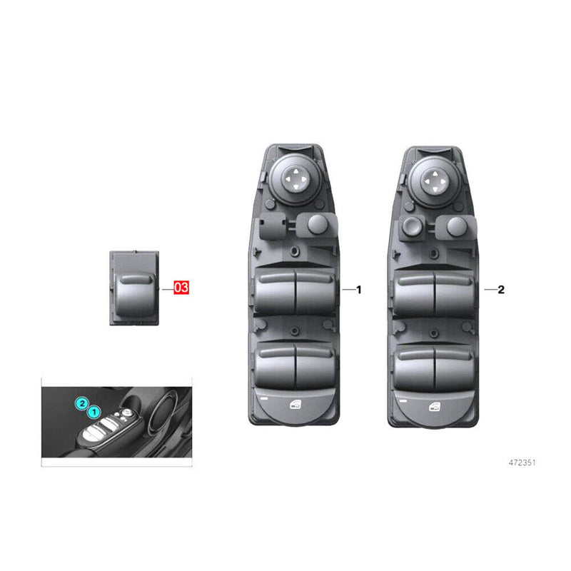 Passenger Side Window Switch Button for Mini Cooper Countryman R60 2011-2016