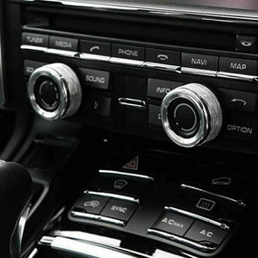 2x Silver Volume Radio Knob Covers for Porsche 2008-2017 Cayenne 2014-2017 Macan