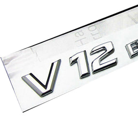 2¡ÁChrome Side Fender Sticker Emblem Badge # V12 BITURBO New