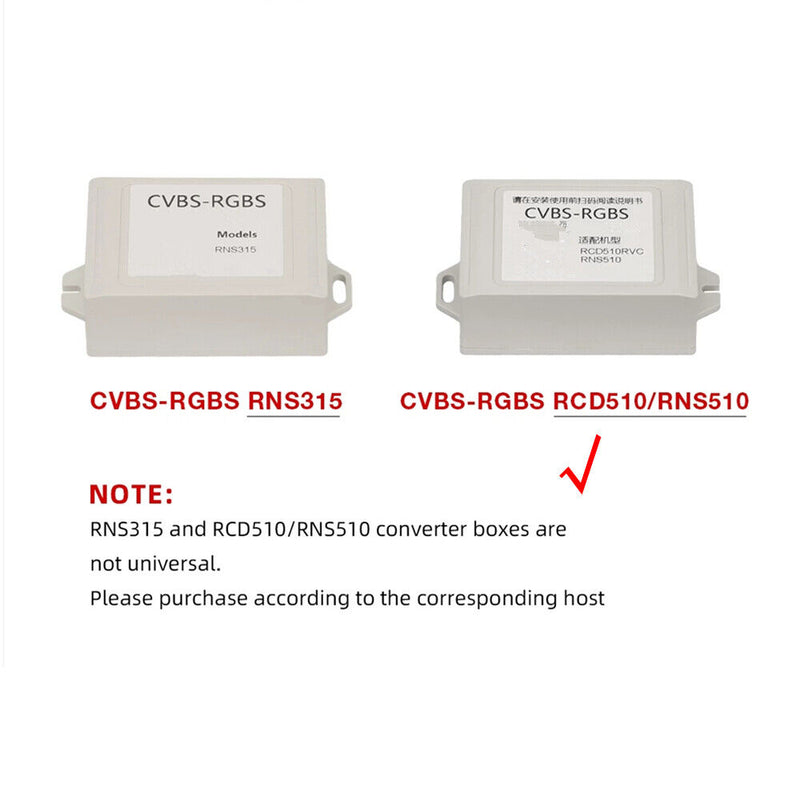 For VW RNS510 RCD510 RearView Camera CVBS RGB Adapter w/AV-RGB Converter Adapter