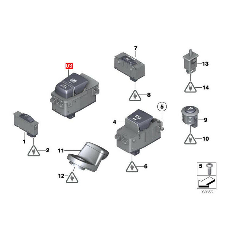 61319385029 Parking Brake Switch w/Auto-Hold for BMW 5-series F10 F11 2010-2016