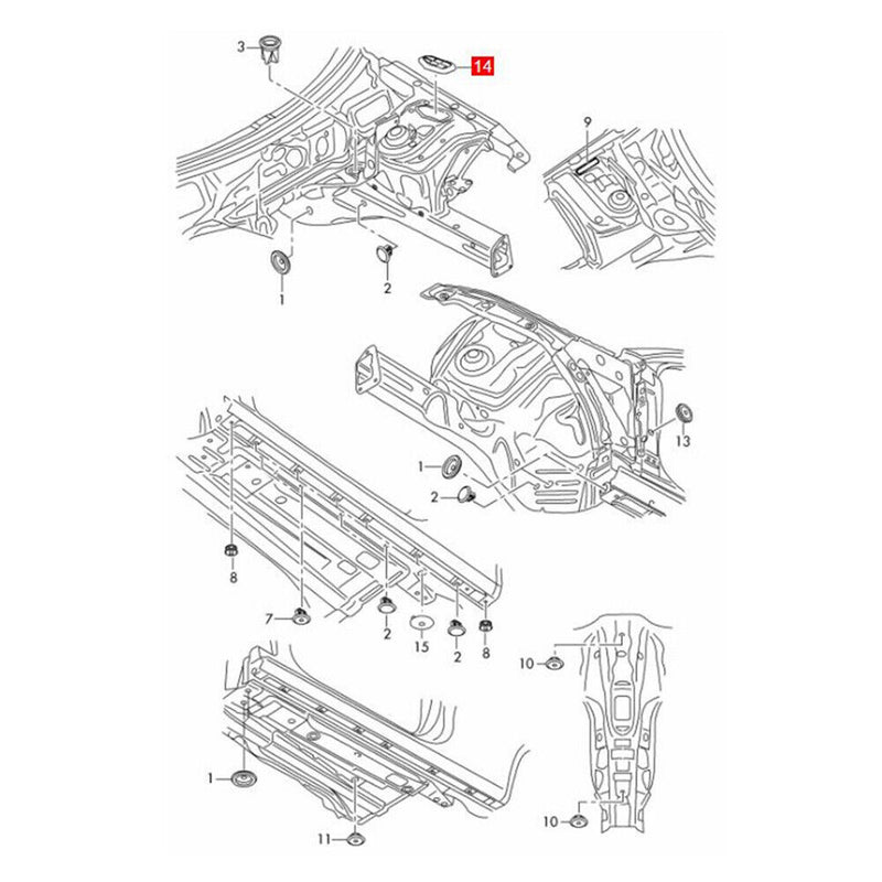 Front Left Side Strut Tower Upper Bung Cover for Audi A4 allroad RS5 2010-2016