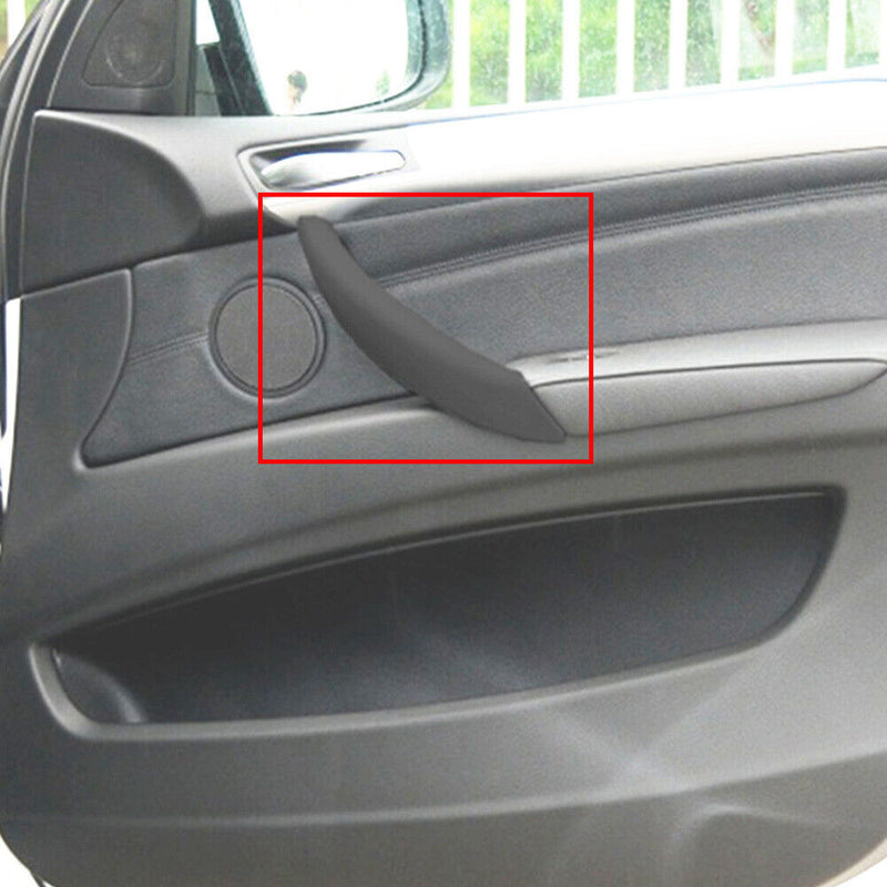 Black PU Interior Door Handle Protector Cover Replacment for BMW X5 X6 2006-2013