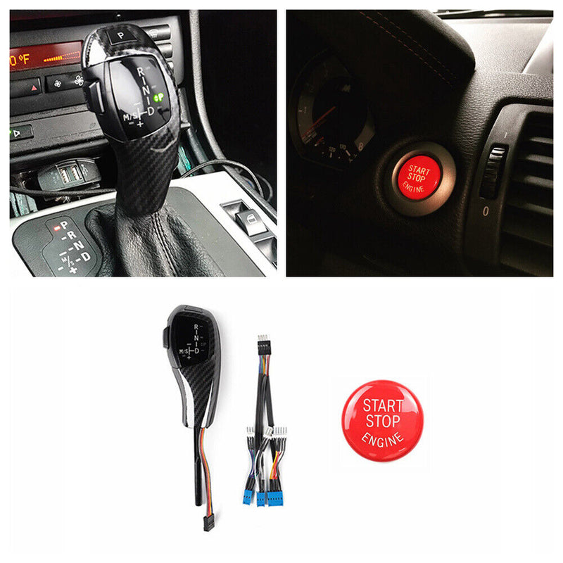 Carbon Fiber LED Shift Knob w/START STOP Cover for BMW 2004-2010 E81/87 1Series