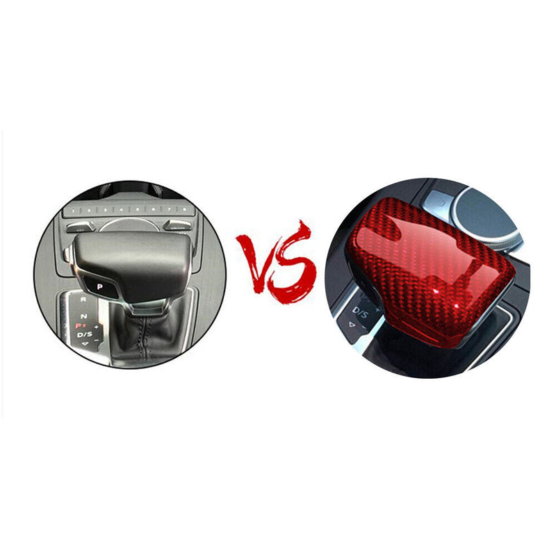 Red Carbon Fiber Gear Shift Knob Cover for Audi 2017-2022 A4 S4 A5 S5 RS4 RS5 LH