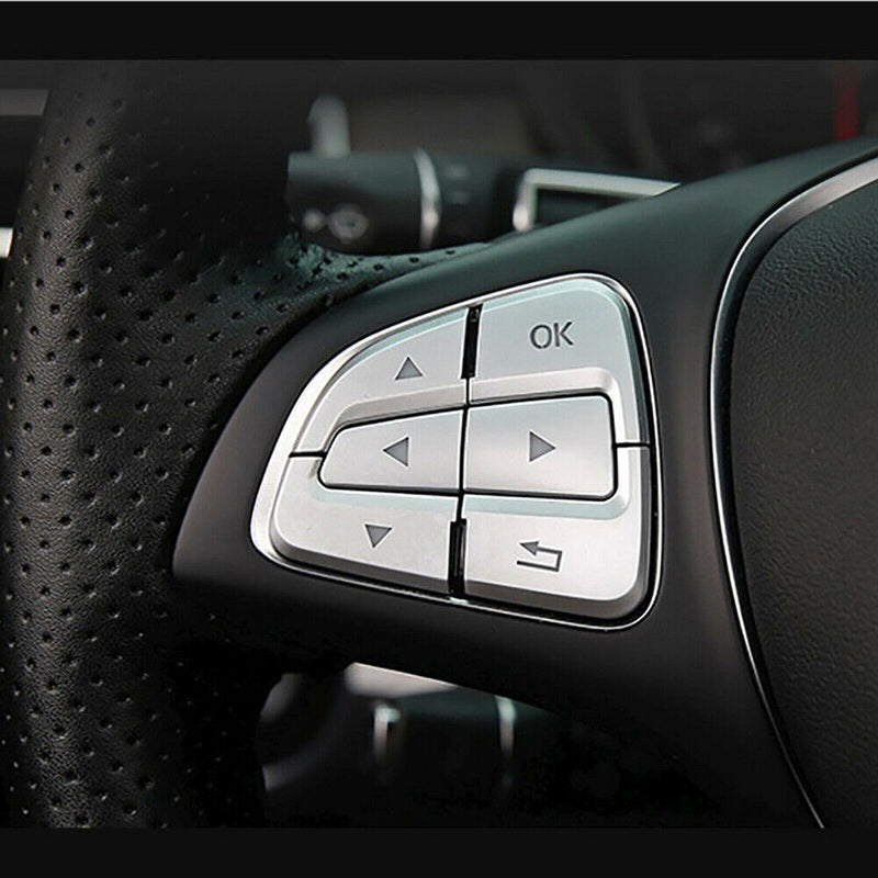 Steering Wheel Button Cover Trim Silver For Mercedes Benz A B GLA GLE CLA 2015+