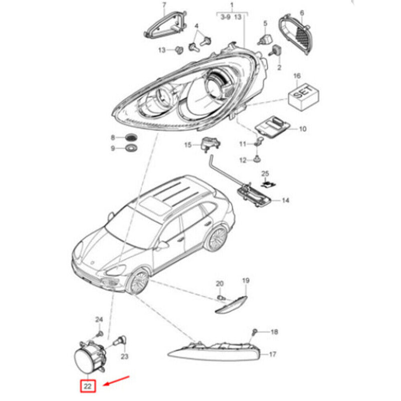 Front Fog Light Lamp Assembly for Porsche Cayenne 2007-2017 Macan 2014-2018
